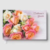 名前をカスタムする&文字ピンク&ホワイトローズ ゲストブック (正面)