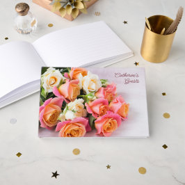 名前をカスタムする&文字ピンク&ホワイトローズ ゲストブック