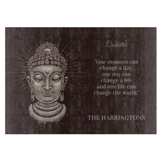 名前をカスタムする&文字ブッダ引用文 カッティングボード (正面)