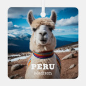 名前をカスタムする&文字ペルーラマ メタルオーナメント (裏面)