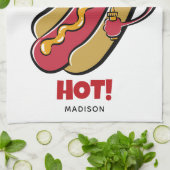 名前をカスタムする&文字ホットドッグ キッチンタオル (折り畳み)
