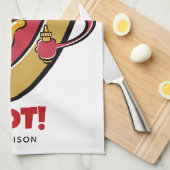 名前をカスタムする&文字ホットドッグ キッチンタオル (四つ折り)