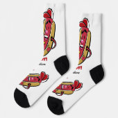 名前をカスタムする&文字ホットドッグ ソックス (左)