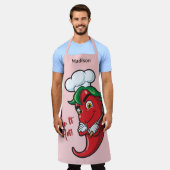 名前をカスタムする&文字ホットペッパーシェフ エプロン (着用した状態)