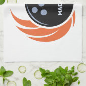 名前をカスタムする&文字ボウリングボール炎付き キッチンタオル (折り畳み)