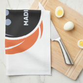 名前をカスタムする&文字ボウリングボール炎付き キッチンタオル (四つ折り)