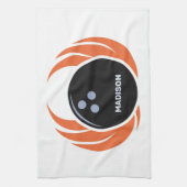 名前をカスタムする&文字ボウリングボール炎付き キッチンタオル (縦)