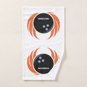 名前をカスタムする&文字ボウリングボール炎付き ハンドタオル (ハンドタオル)