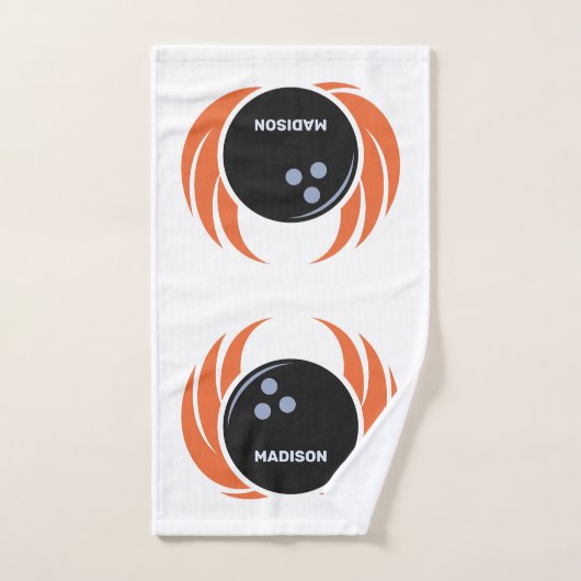 名前をカスタムする&文字ボウリングボール炎付き ハンドタオル (ハンドタオル)