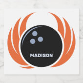 名前をカスタムする&文字ボウリングボール炎付き ビールラベル (シングルラベル)