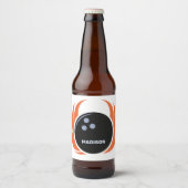 名前をカスタムする&文字ボウリングボール炎付き ビールラベル (正面)