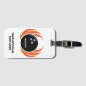 名前をカスタムする&文字ボウリングボール炎付き ラゲッジタグ (正面横)