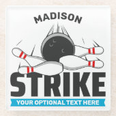 名前をカスタムする&文字ボーリングストライキ ガラスコースター (正面)