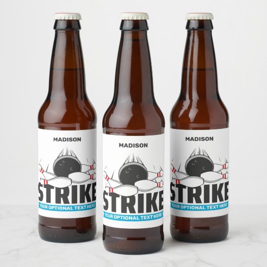名前をカスタムする&文字ボーリングストライキ ビールラベル (ボトル)