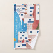 名前をカスタムする&文字ミコノスギリシャ ハンドタオル (ハンドタオル)