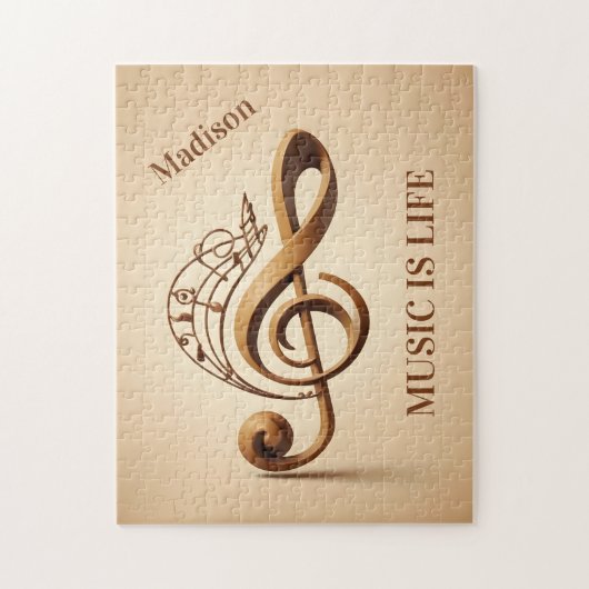 名前をカスタムする&文字ミュージカルクレフ、 音符記号注 ジグソーパズル (縦)