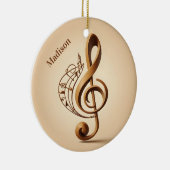 名前をカスタムする&文字ミュージカルクレフ、 音符記号注 セラミックオーナメント (右)