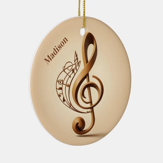 名前をカスタムする&文字ミュージカルクレフ、 音符記号注 セラミックオーナメント (右)