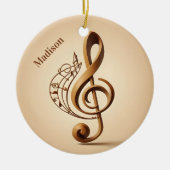 名前をカスタムする&文字ミュージカルクレフ、 音符記号注 セラミックオーナメント (正面)