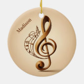 名前をカスタムする&文字ミュージカルクレフ、 音符記号注 セラミックオーナメント (裏面)