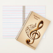 名前をカスタムする&文字ミュージカルクレフ、 音符記号注 ノートブック (内側)