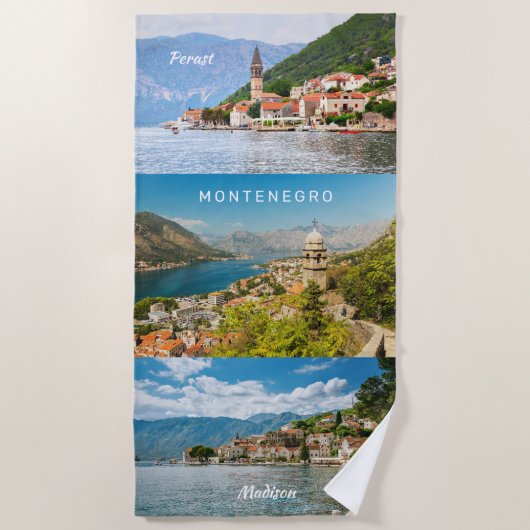 名前をカスタムする&文字モンテネグロ ビーチタオル (正面)