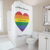 名前をカスタムする&文字レインボーハート シャワーカーテン (インサイチュ)