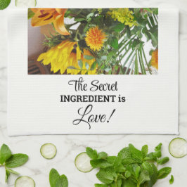 名前をカスタムする、文字引用文ひまわりプリント16x24 キッチンタオル