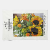 名前をカスタムする、文字引用文ひまわりプリント16x24 キッチンタオル (横)