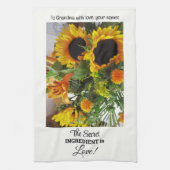 名前をカスタムする、文字引用文ひまわりプリント16x24 キッチンタオル (縦)