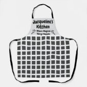 名前をカスタムする&文字引用文パタ市松模様にーンキッチン エプロン (正面)