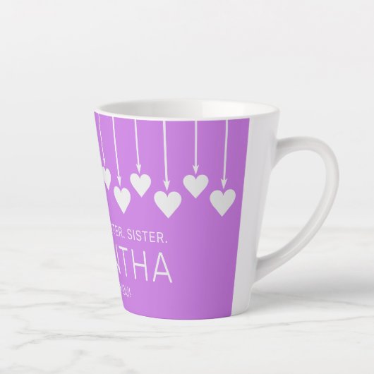 名前をカスタムする、文字、カラーハート カフェラテマグ (右)