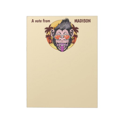 名前をカスタムする、文字、カラービーチモンキーノートパッド ノートパッド (回転)