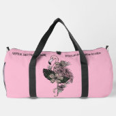 名前をカスタムする、文字、カラーピンクフラミンゴ ダッフルバッグ (裏面)
