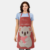 名前をカスタムする、文字&カラーラブコアラ エプロン (着用した状態)
