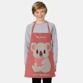 名前をカスタムする、文字&カラーラブコアラ エプロン (着用した状態)