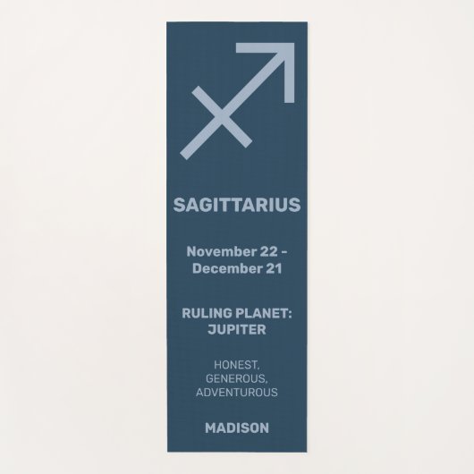 名前をカスタムする/文字&カラー〔占星術の〕十二宮図標識射手座 ヨガマット (正面)