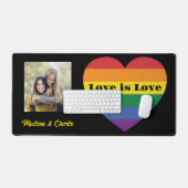 名前をカスタムする、文字、フォトレインボーハート デスクマット (キーボード&マウス)