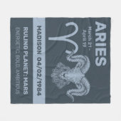 名前をカスタムする/文字〔占星術の〕十二宮図の署名 フリースブランケット (正面(横))