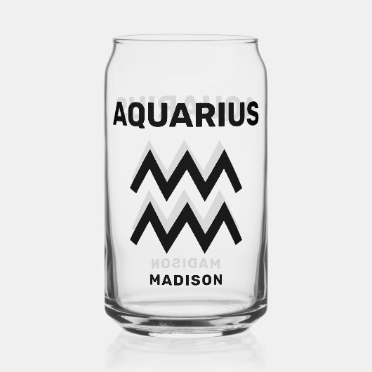 名前をカスタムする/文字〔占星術の〕十二宮図サインアクエリアス ガラス缶 (正面)