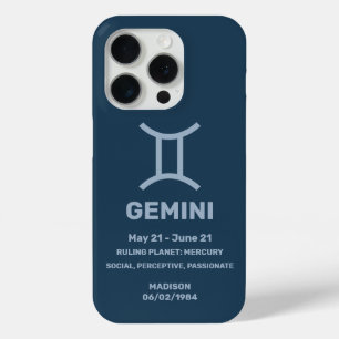 名前をカスタムする/文字〔占星術の〕十二宮図サインジェミニ iPhone 15 PROケース
