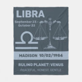 名前をカスタムする/文字〔占星術の〕十二宮図サインリブラ フリースブランケット (正面)