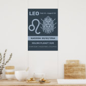 名前をカスタムする/文字〔占星術の〕十二宮図サインレオ ポスター (キッチン)