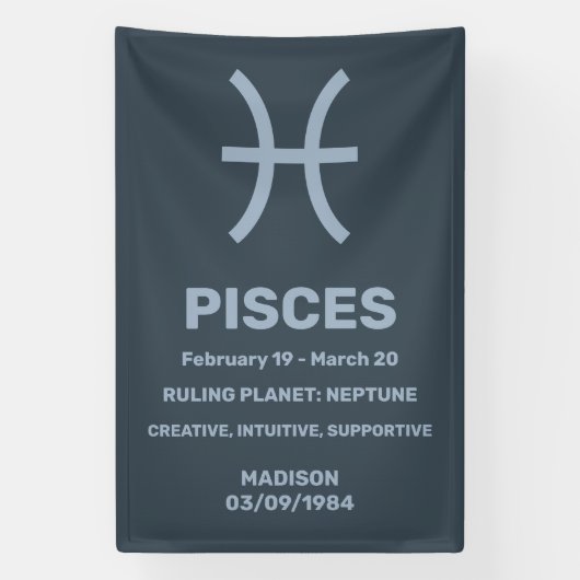 名前をカスタムする/文字〔占星術の〕十二宮図サイン魚座 横断幕 (縦)
