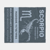 名前をカスタムする/文字〔占星術の〕十二宮図標識蠍座 フリースブランケット (正面(横))