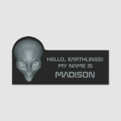 名前をカスタムする&文字UFOエイリアン 名札 (正面)