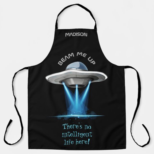名前をカスタムする&文字UFO宇宙船エプロン エプロン (正面)