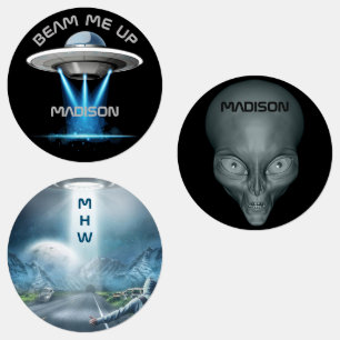 名前をカスタムする&文字UFO宇宙船 ラベル