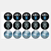 名前をカスタムする&文字UFO宇宙船 ラベル (シート)