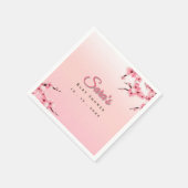 名前をカスタムする&日付さくらんぼブロッサムベビーシャワー スタンダードカクテルナプキン (角)